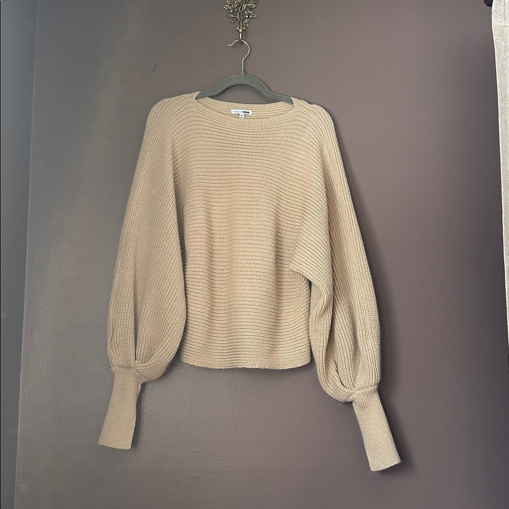 Fashion Nova Camel Knit Sweater